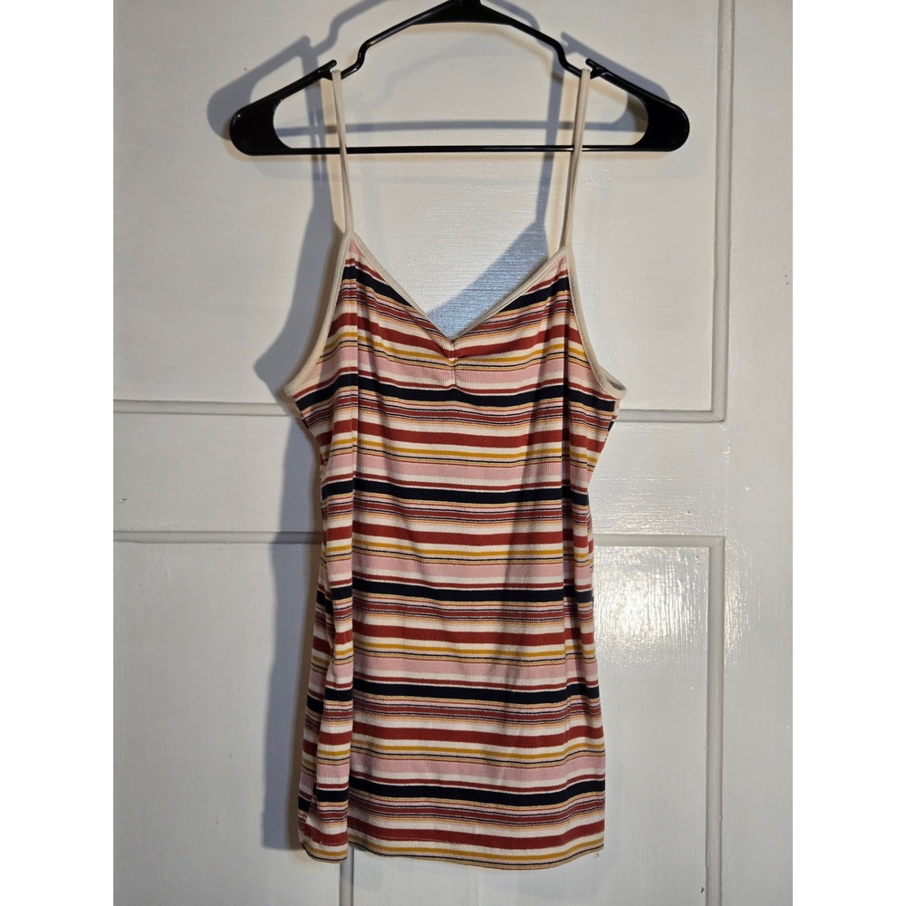 No Boundaries Womens XL Striped Ribbed Cami V-Neck Spaghetti Strap Tank Top